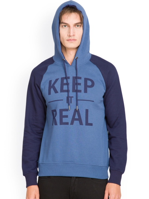 

LOCOMOTIVE Blue Printed Hooded Sweatshirt