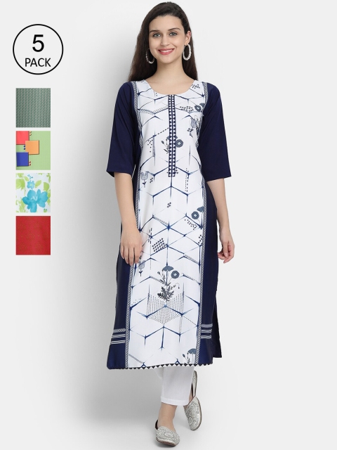 

7Threads Women Pack Of 5 Kurtas, Multi