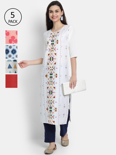 

7Threads Women Pack Of 5 Kurtas, Multi