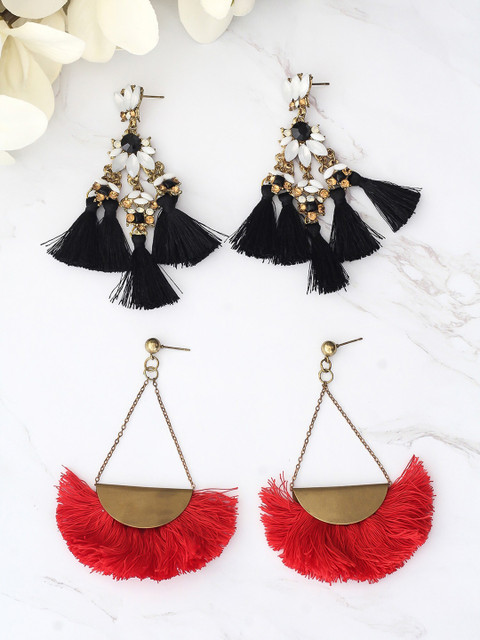 

Bellofox Set Of 2 Red & Black Contemporary Drop Earrings