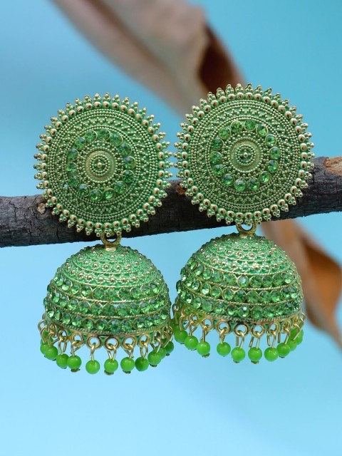 

Crunchy Fashion Green Contemporary Jhumkas Earrings