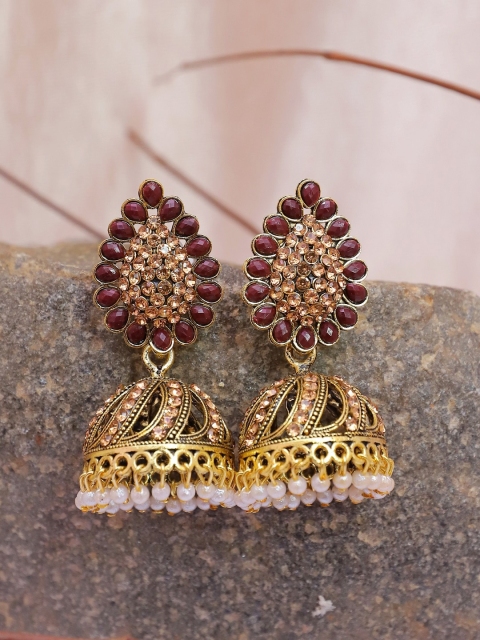 

Crunchy Fashion Maroon Contemporary Jhumkas Earrings