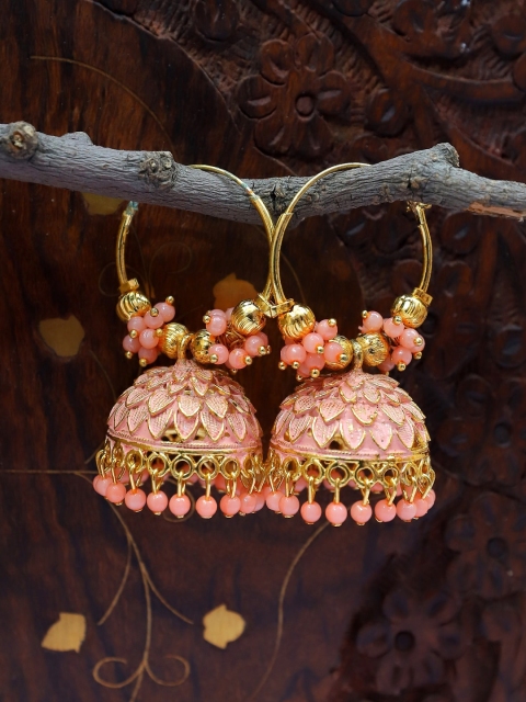 

Crunchy Fashion Gold-Toned Contemporary Jhumkas Earrings