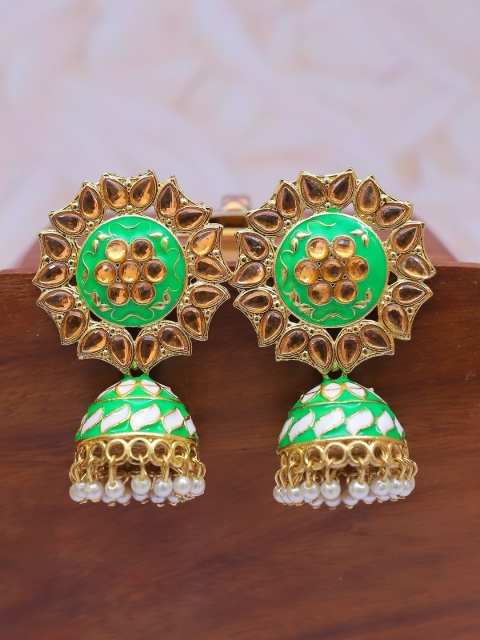 

Crunchy Fashion Green Contemporary Jhumkas Earrings