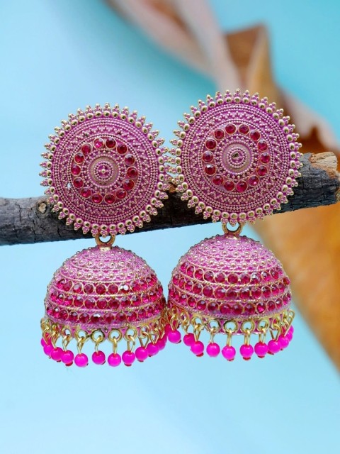 

Crunchy Fashion Pink Contemporary Jhumkas Earrings