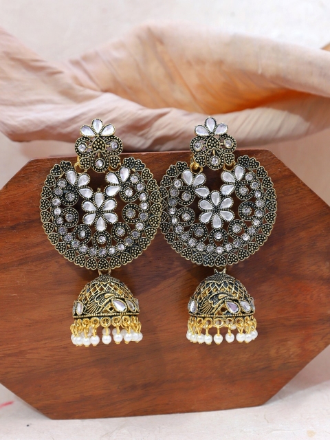 

Crunchy Fashion Gold-Toned Contemporary Jhumkas Earrings