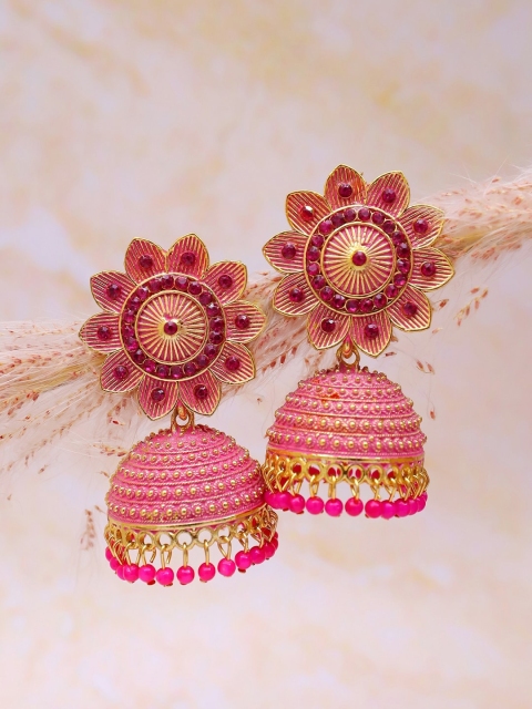 

Crunchy Fashion Pink Contemporary Jhumkas Earrings