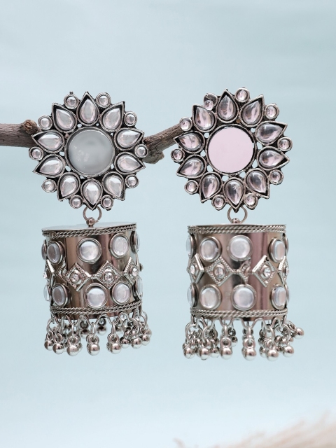 

Crunchy Fashion Silver-Toned Contemporary Drop Earrings