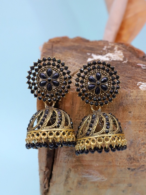 

Crunchy Fashion Black Contemporary Jhumkas Earrings