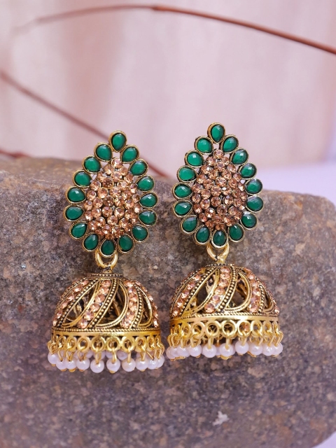 

Crunchy Fashion Green Contemporary Jhumkas Earrings