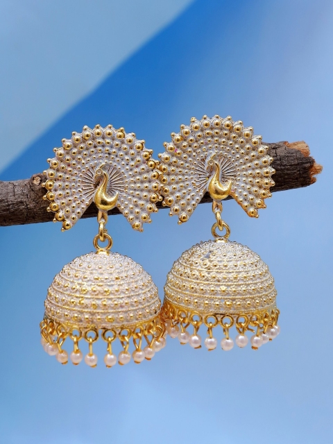 

Crunchy Fashion White Contemporary Jhumkas Earrings
