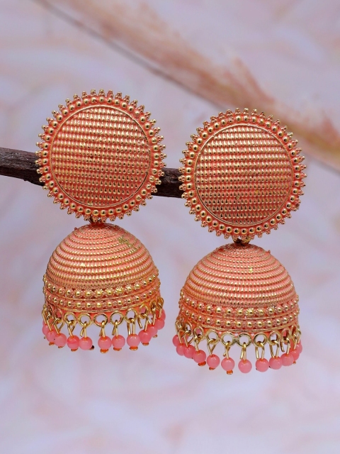 

Crunchy Fashion Peach-Coloured Contemporary Jhumkas Earrings