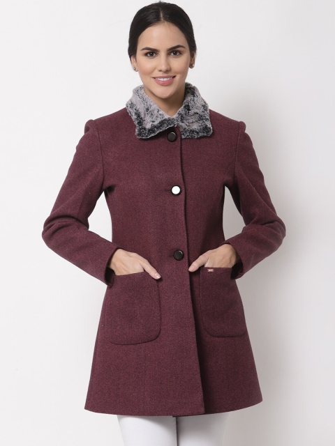 

Juelle Women Maroon Solid Trench Coat