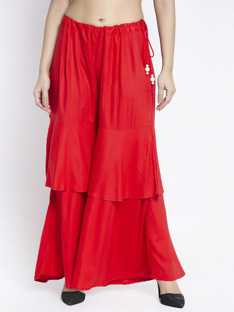 

GRACIT Women Red Flared Ethnic Palazzos