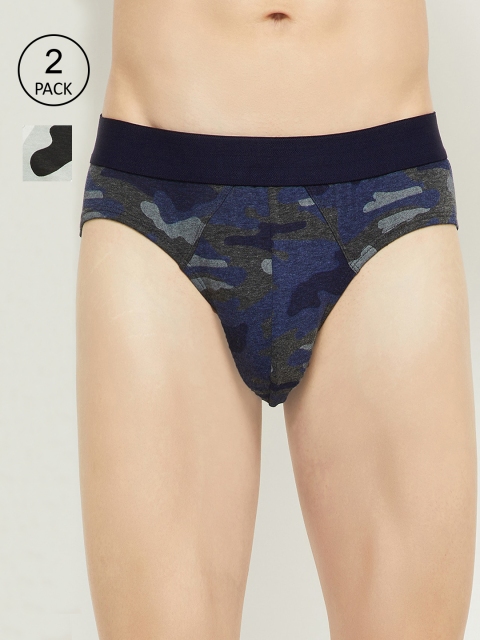 

max Men Pack Of 2 Camouflage Printed Basic Briefs, Black