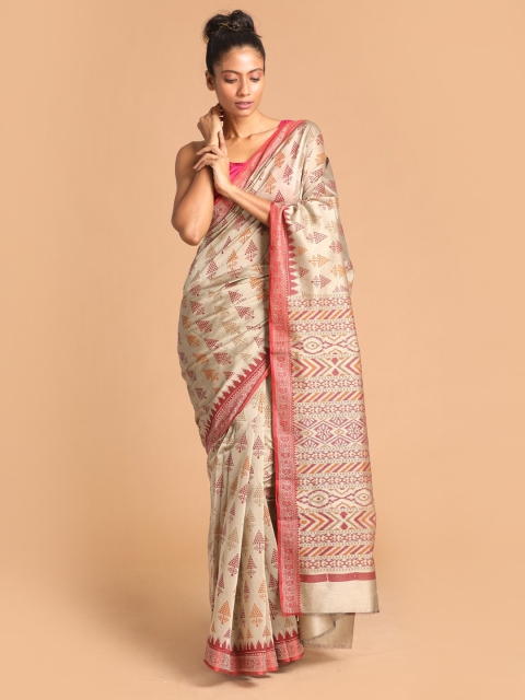

Indethnic Gold & Maroon Ethnic Motifs Saree