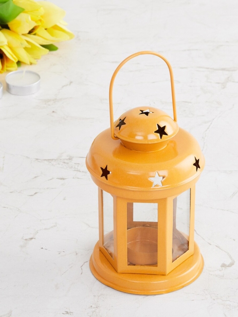

Home Centre Yellow Metal Round Lantern Showpieces