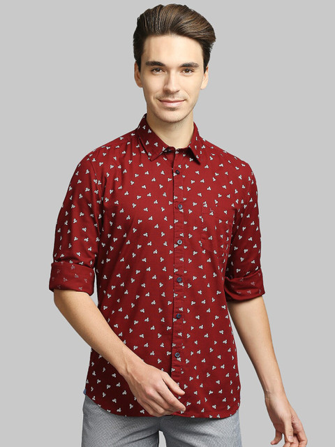 

Parx Men Red Slim Fit Floral Printed Casual Shirt