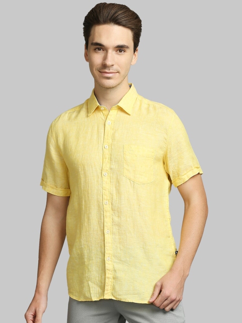 

Parx Men Yellow Slim Fit Linen Casual Shirt