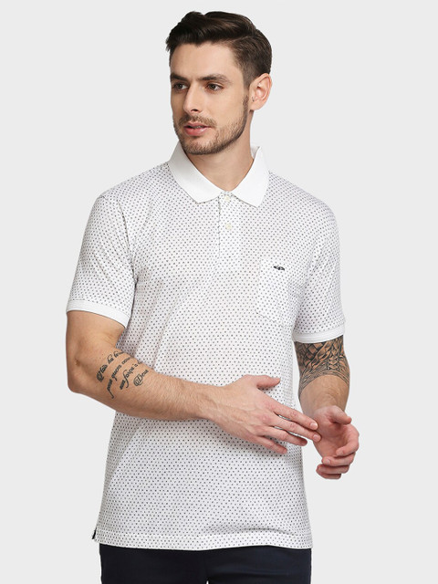 

ColorPlus Men White Printed Polo Collar T-shirt