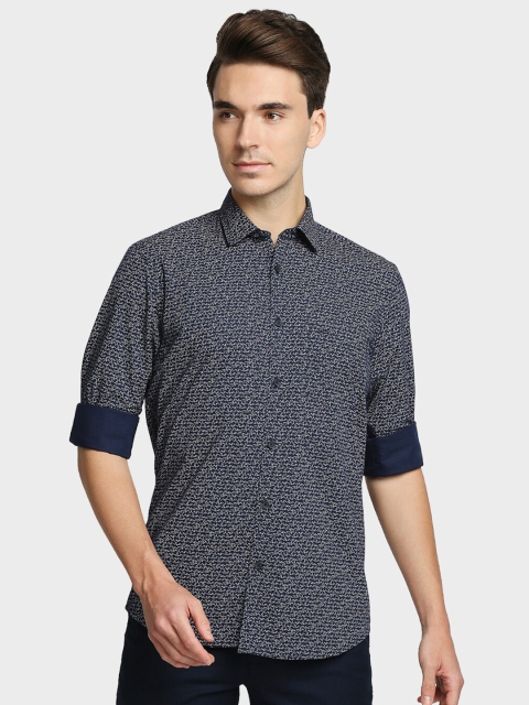 

ColorPlus Men Navy Blue Printed Casual Shirt