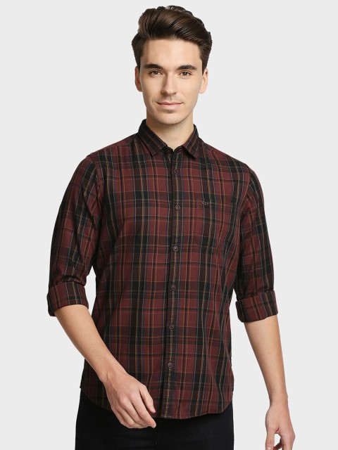 

ColorPlus Men Brown Tartan Checks Checked Cotton Casual Shirt