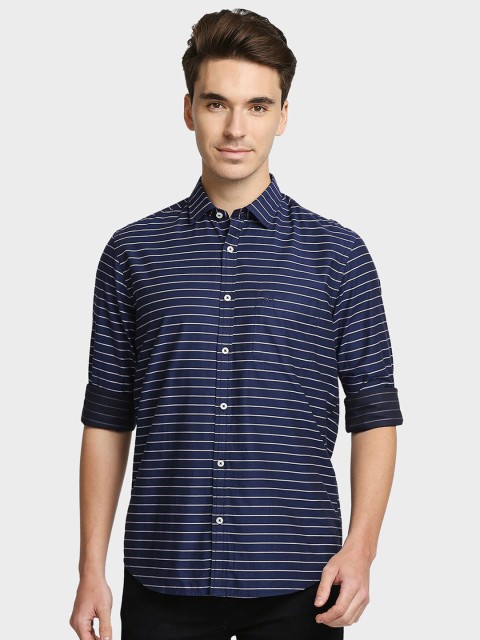 

ColorPlus Men Blue Horizontal Stripes Striped Casual Shirt