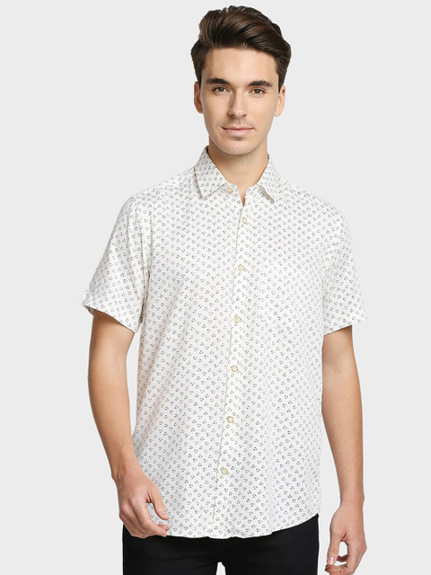 

ColorPlus Men White Printed Casual Shirt