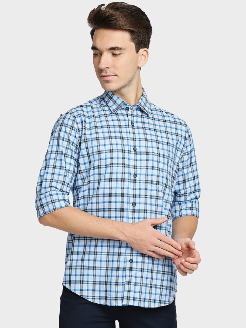 

ColorPlus Men Blue Tartan Checks Checked Casual Shirt