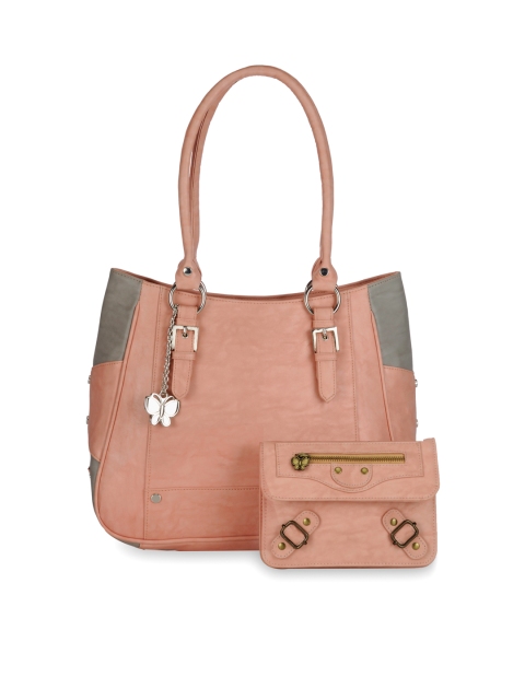 

Butterflies Pink Shoulder Bag with Clutch