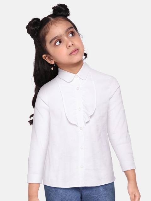 

DeFacto Girls White Solid Casual Shirt