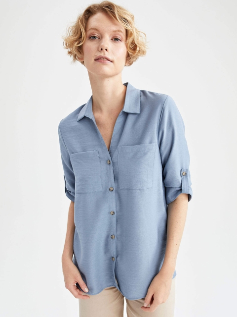 

DeFacto Women Blue Casual Shirt