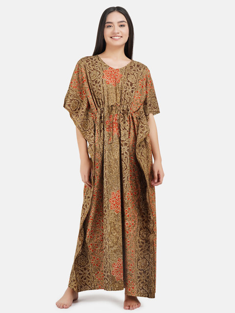 

KOI SLEEPWEAR Brown Printed Maxi Nightdress