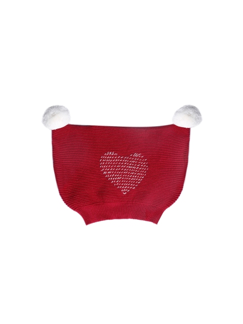 

Greendeer Unisex Kids Red & White Embroidered Organic Beanie