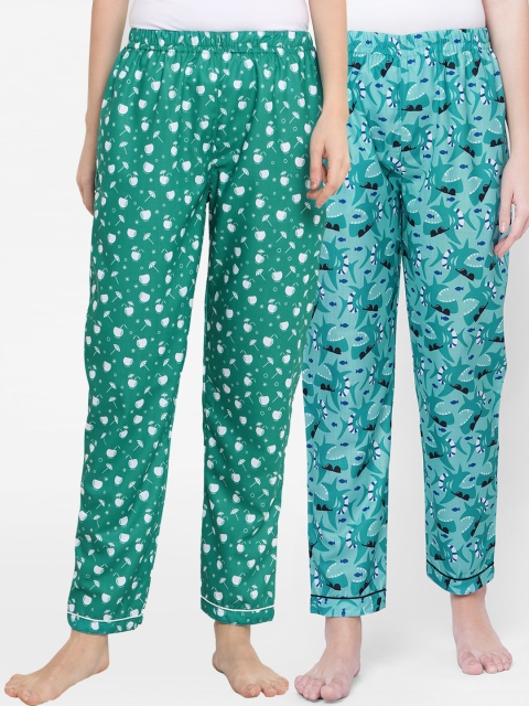 

FashionRack Pack of 2 Women Printed Lounge Pants, Green