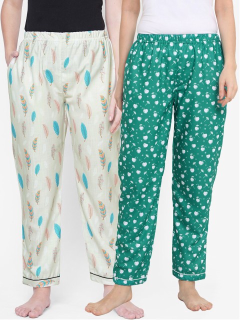 

FashionRack Pack of 2 Women Printed Lounge Pants, Green