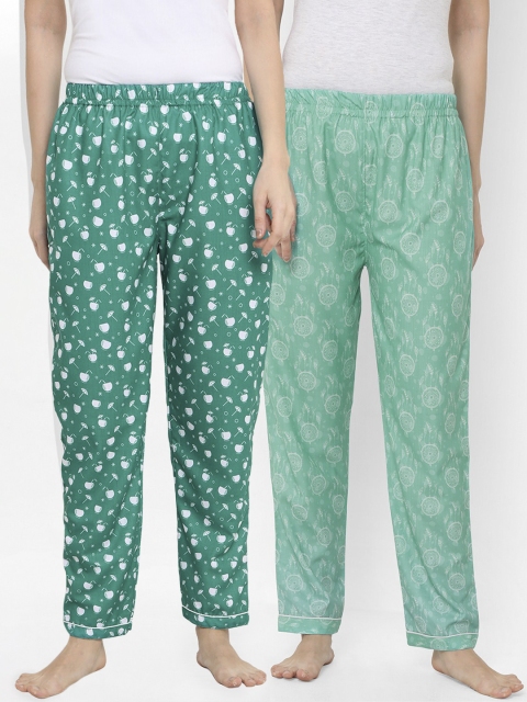 

FashionRack Women Green Pack of 2 Cotton Printed Pyjamas