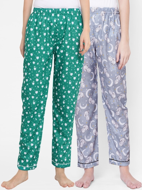 

FashionRack Pack of 2 Women Printed Lounge Pants, Green