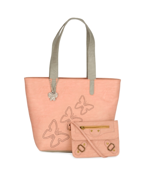 

Butterflies Pink Shoulder Bag with Clutch