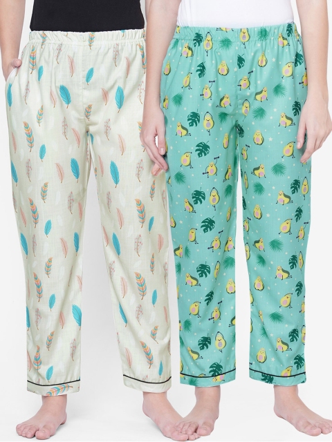 

FashionRack Pack of 2 Women Printed Lounge Pants, Green