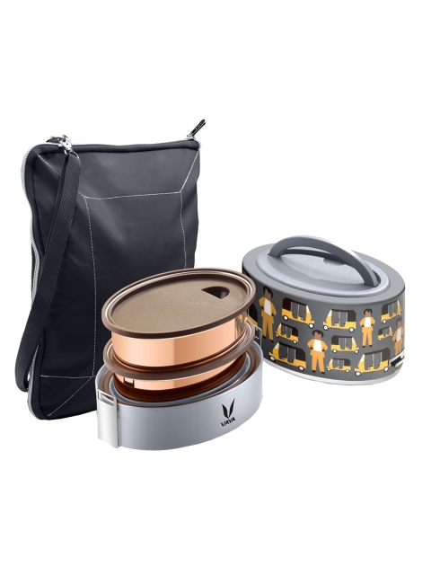 

Vaya Black & Copper-Toned Tyffyn Insulated Lunch Box with BagMat- 600 ml