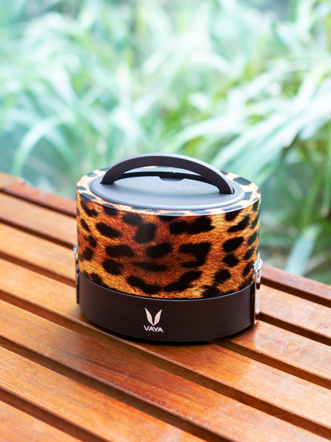 

Vaya Kids Brown & Yellow Cheetah Printed Stainless Steel Lunch Box