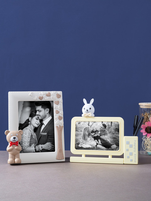 

Golden Peacock Pack of 2 White & Cream Photo Frame