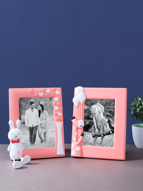 

Golden Peacock Set of 2 Bunny Rabbit Table-Top Photo Frame, Pink