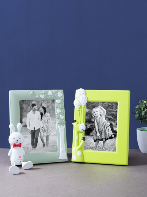 

Golden Peacock Set Of 2 Bunny Rabbit Table Top Photo Frames, Green