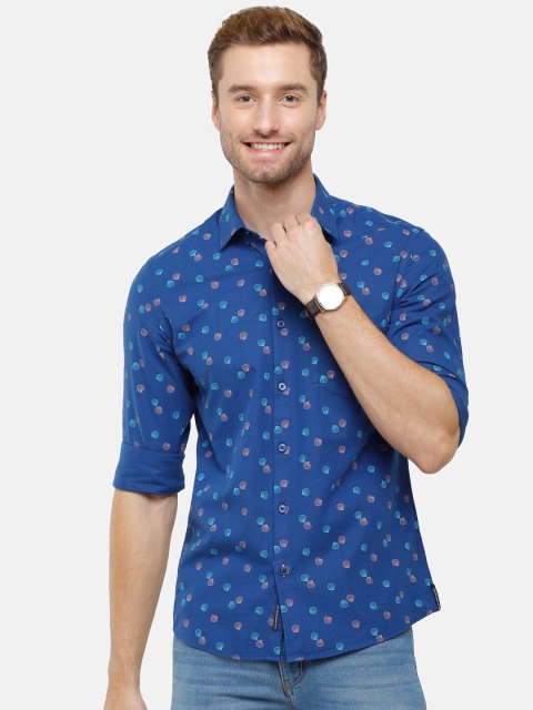 

CAVALLO by Linen Club Men Blue Printed Casual Shirt