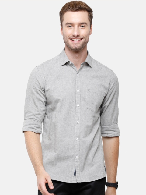 

CAVALLO by Linen Club Men Grey Solid Regular Fit Casual Shirt