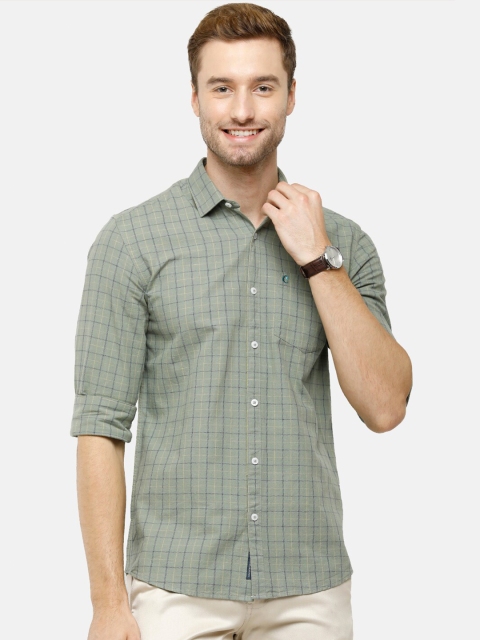 

CAVALLO by Linen Club Men Green Checked Casual Shirt
