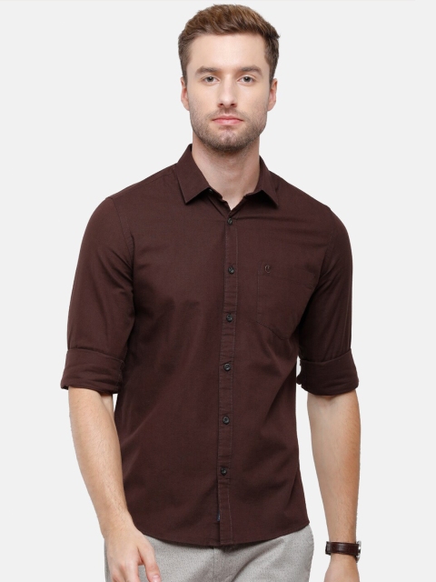 

CAVALLO by Linen Club Men Brown Solid Regular Fit Linen Cotton Casual Shirt
