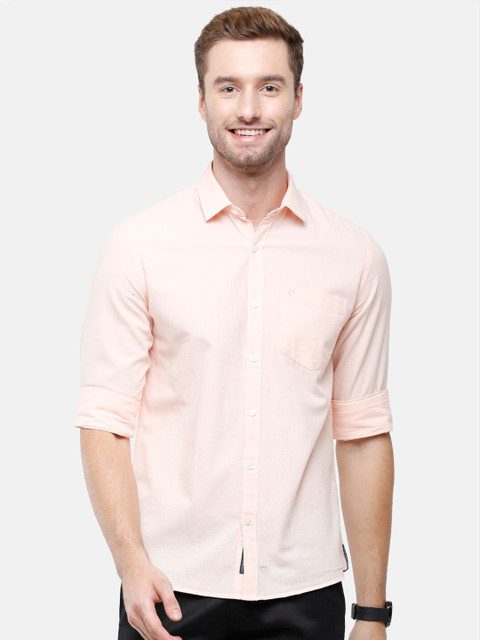 

CAVALLO by Linen Club Men Peach-Coloured Casual Shirt